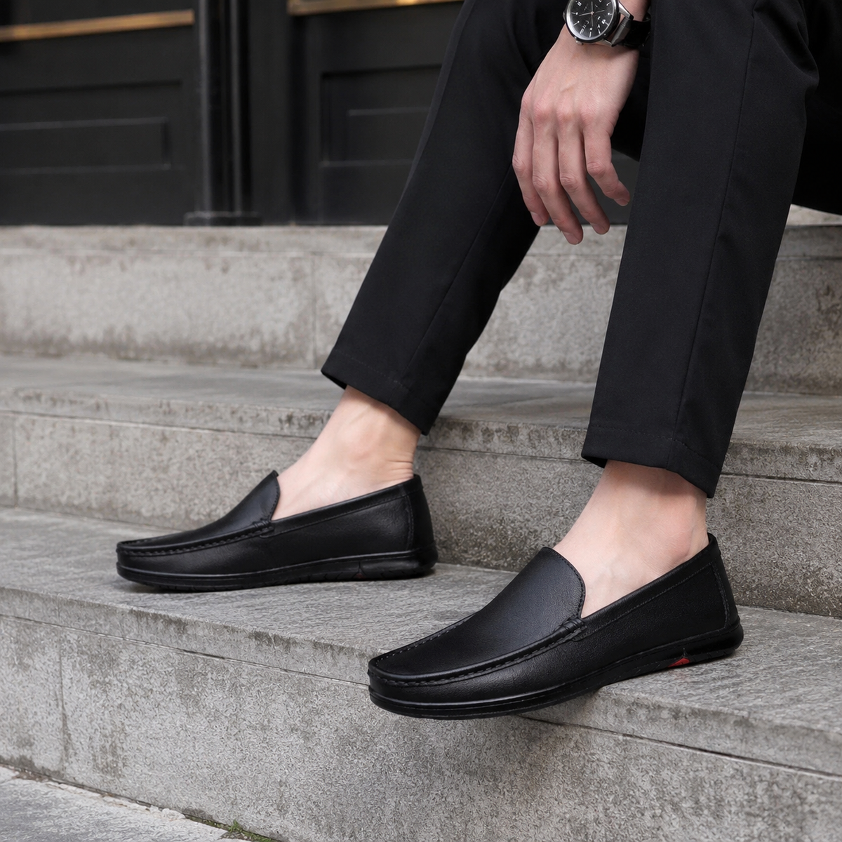 Mocassins Homme Cuir Italien Noir