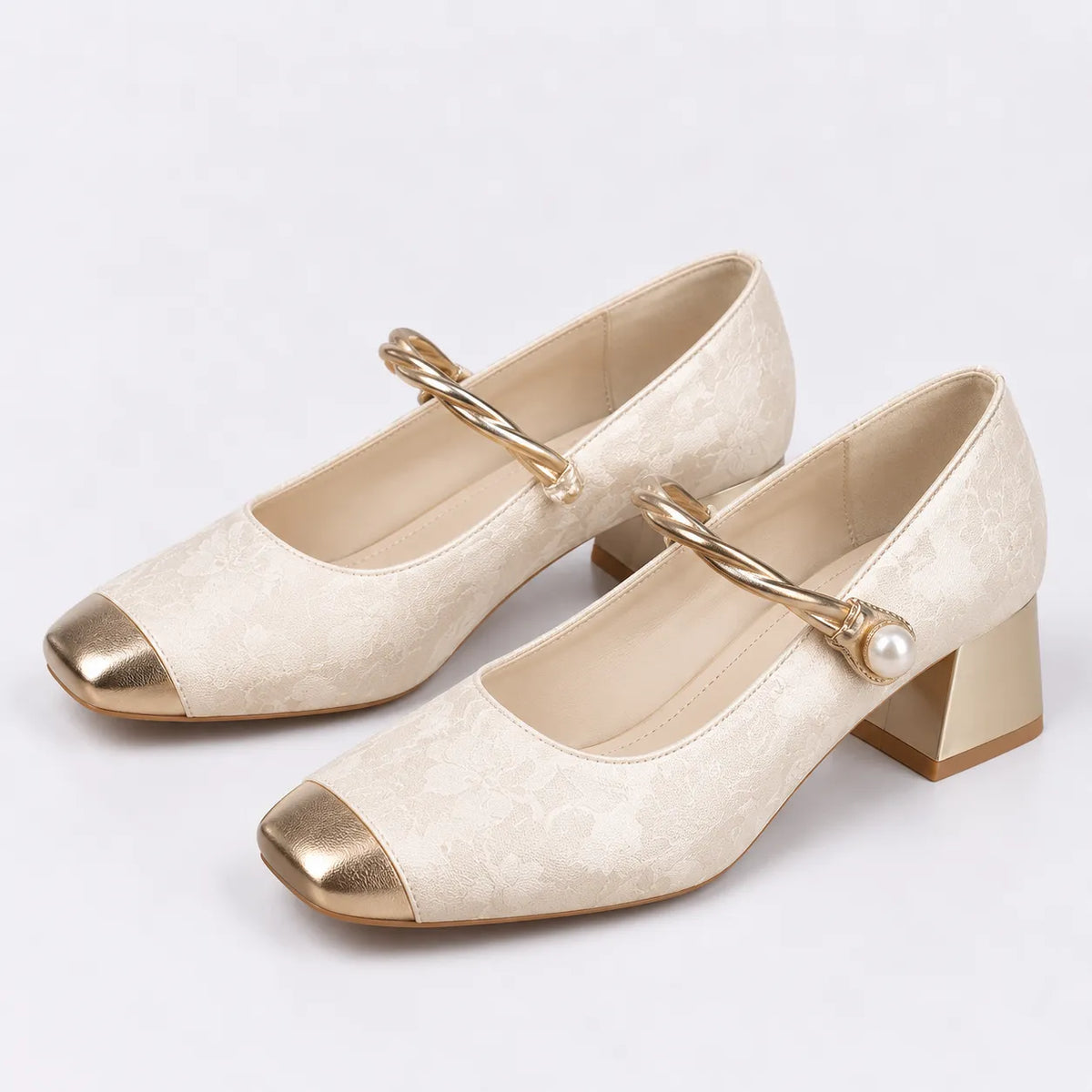 Mary Jane Femme Jacquard Boucle Perle