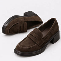 Mocassins Femme Daim Talon Épais Plateforme