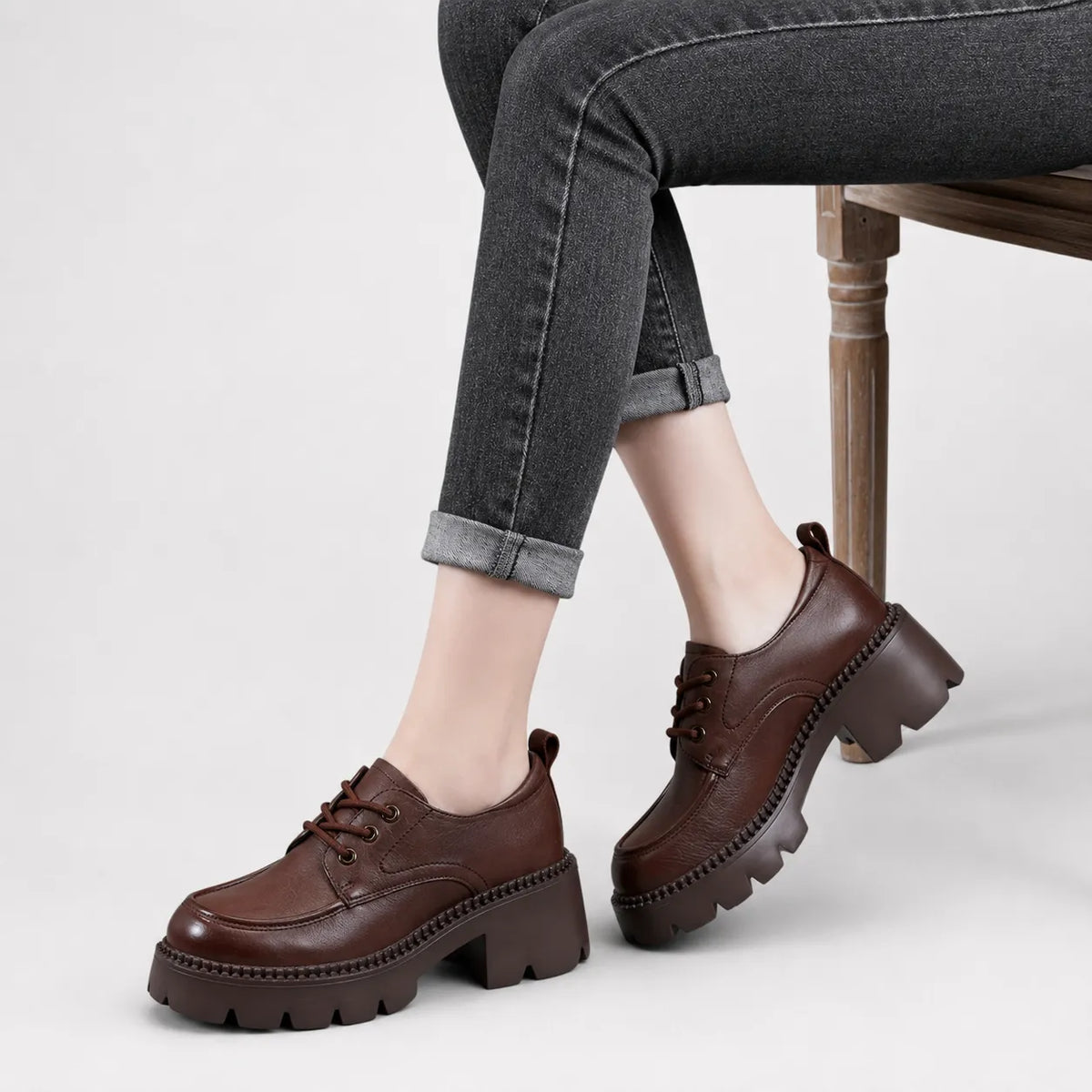 Mocassins Femme Talon Épais