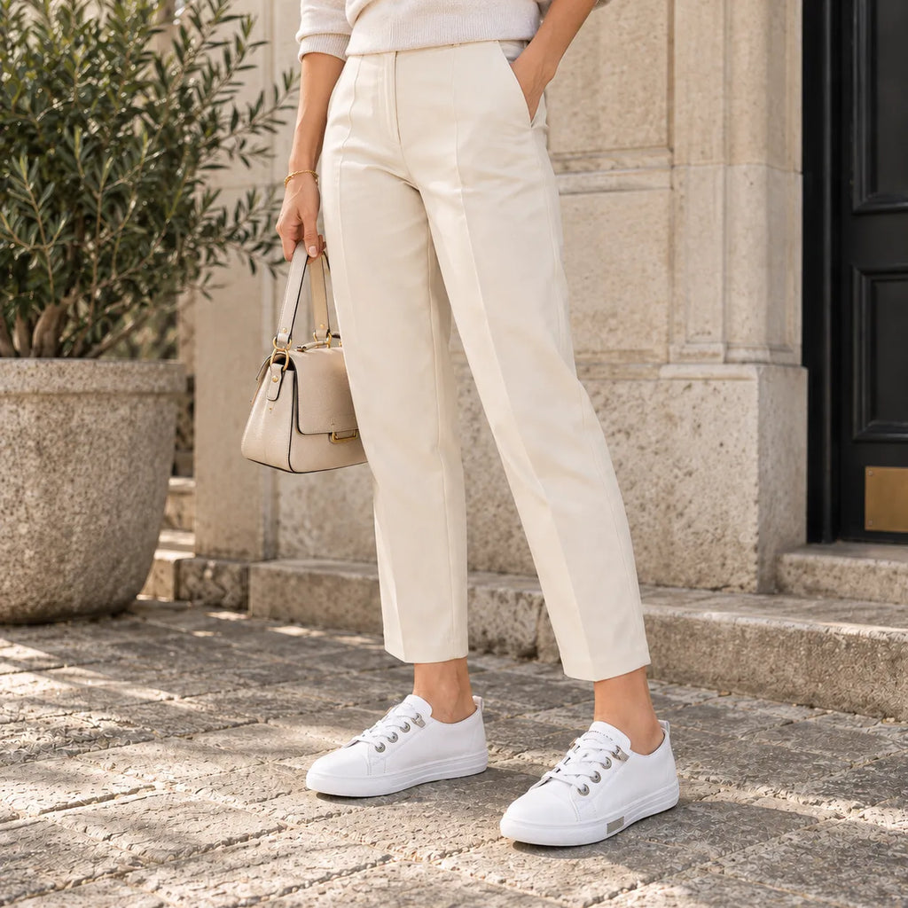 Baskets Femme Cuir Blanc Antidérapant