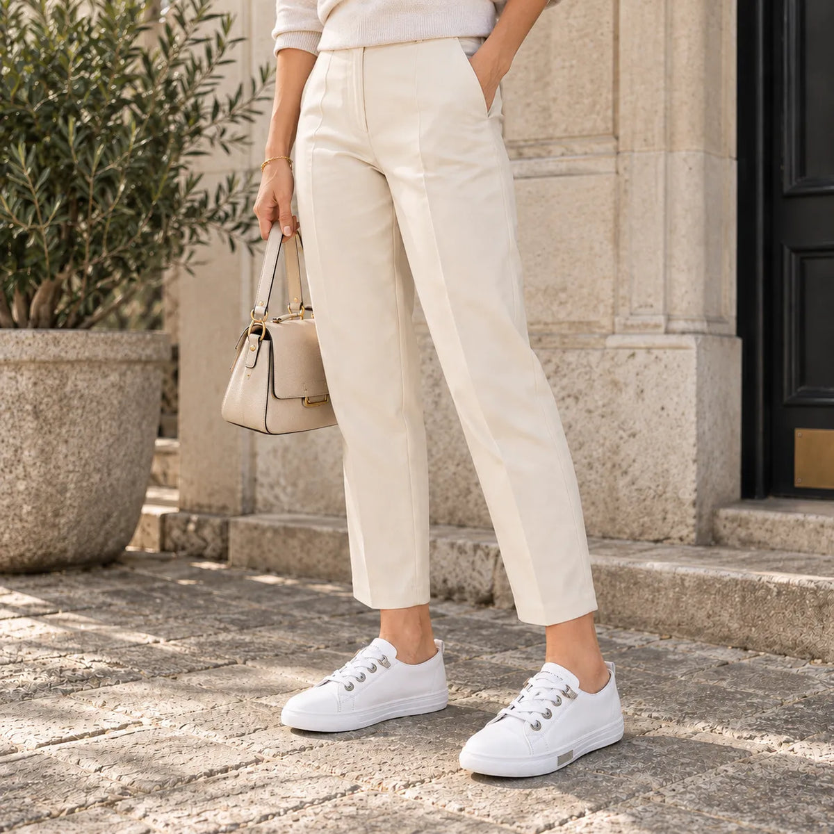 Baskets Femme Cuir Blanc Antidérapant