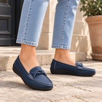 Mocassins Femme Cuir Slip-On Confort