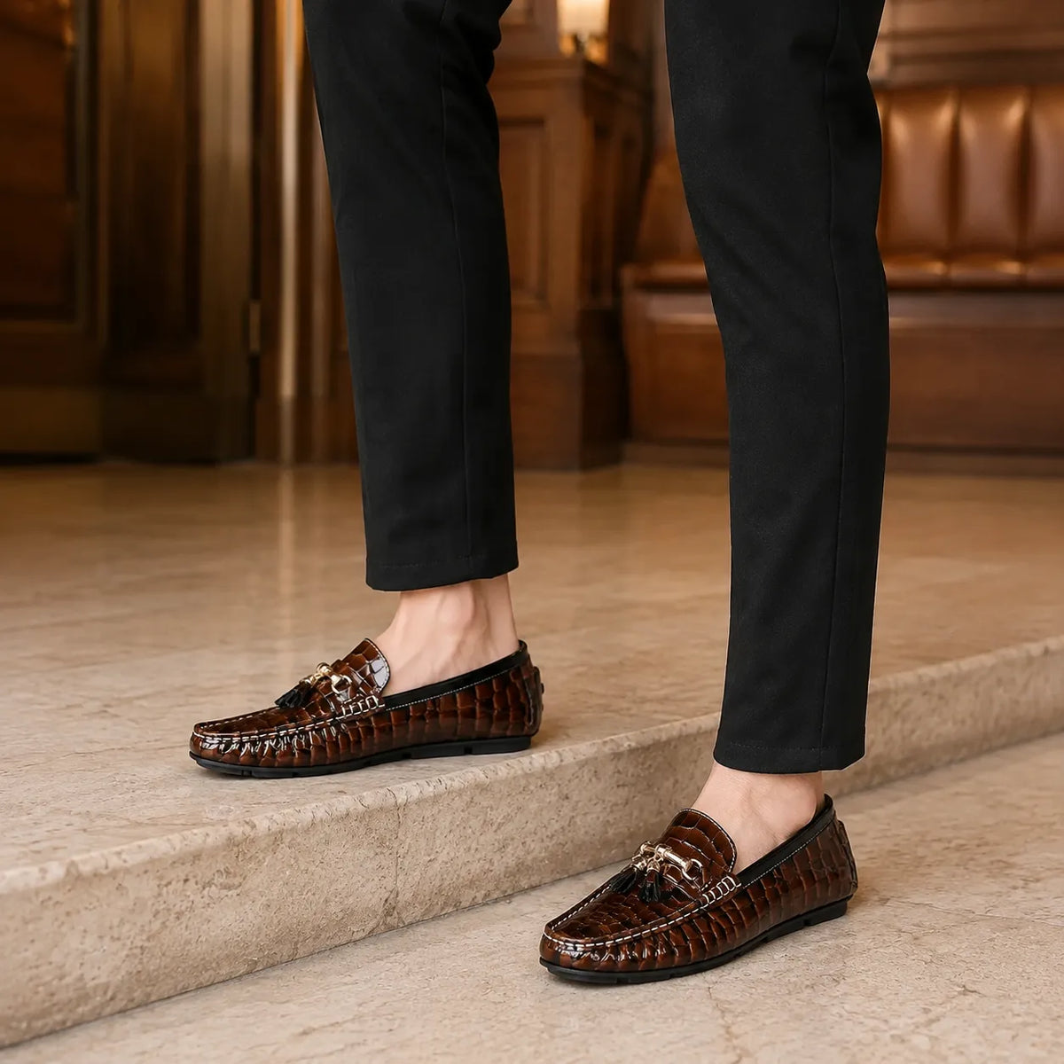 Mocassins Homme Croco Pampilles Luxe