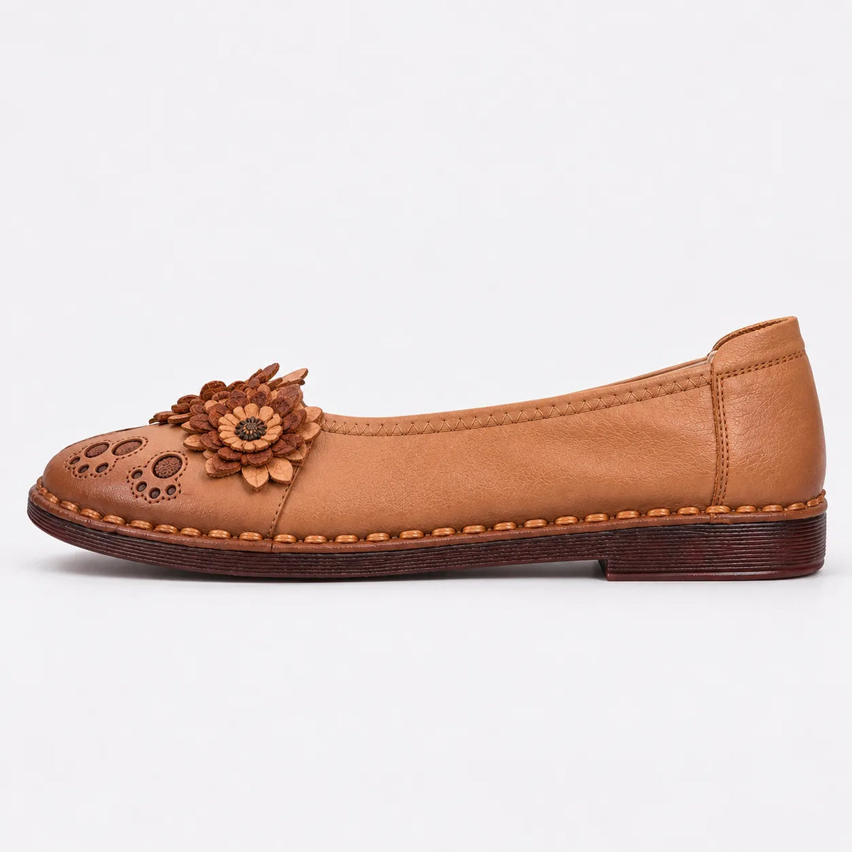 Mocassins Femme Cuir Fleur Ethnique Confort