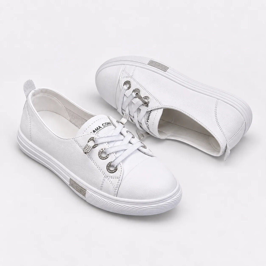 Baskets Femme Cuir Blanc Antidérapant