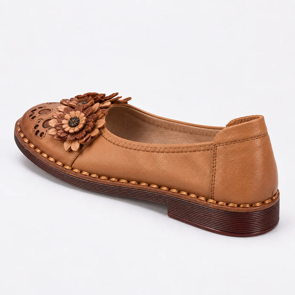 Mocassins Femme Cuir Fleur Ethnique Confort