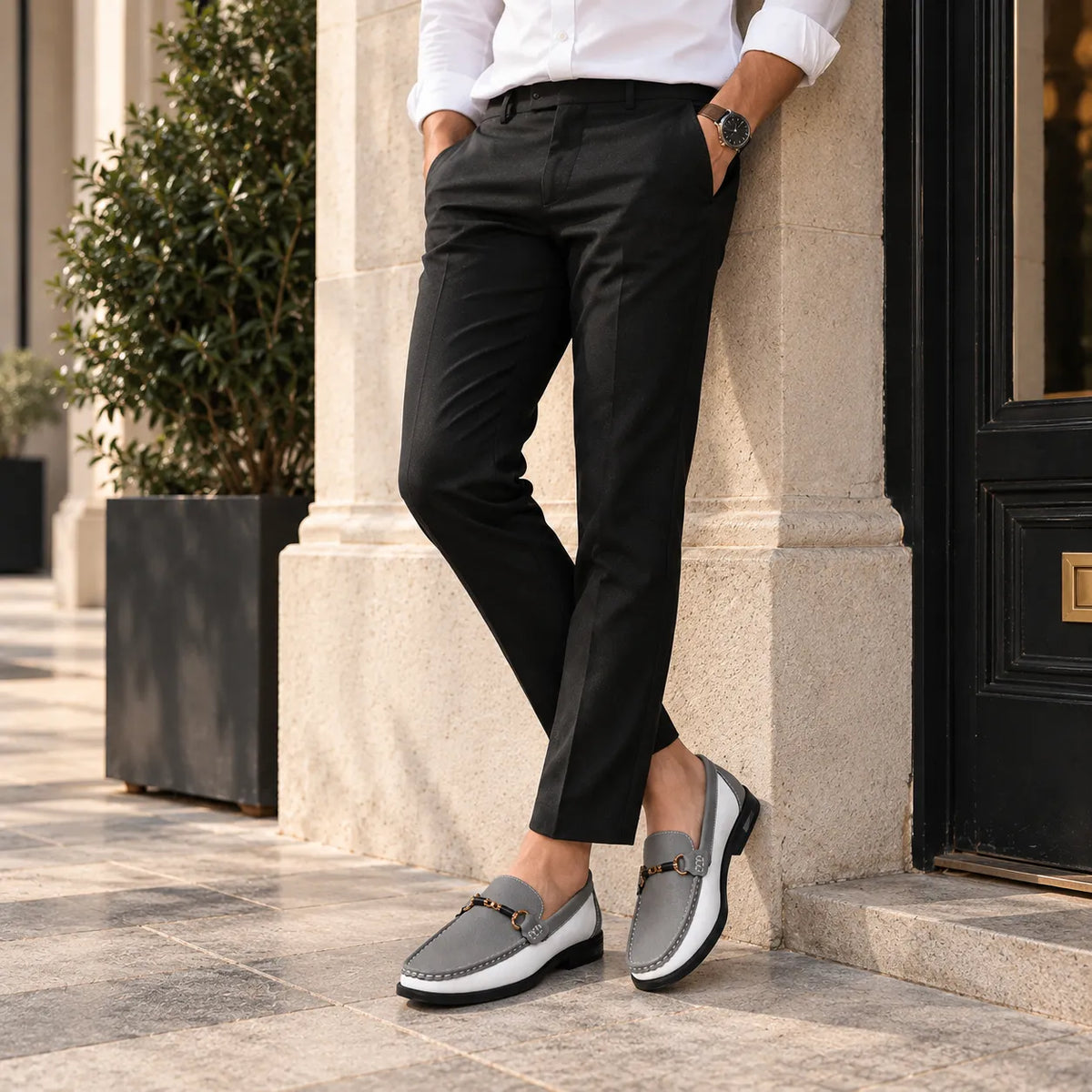 Mocassins Homme Cuir Boucle Métal Luxe