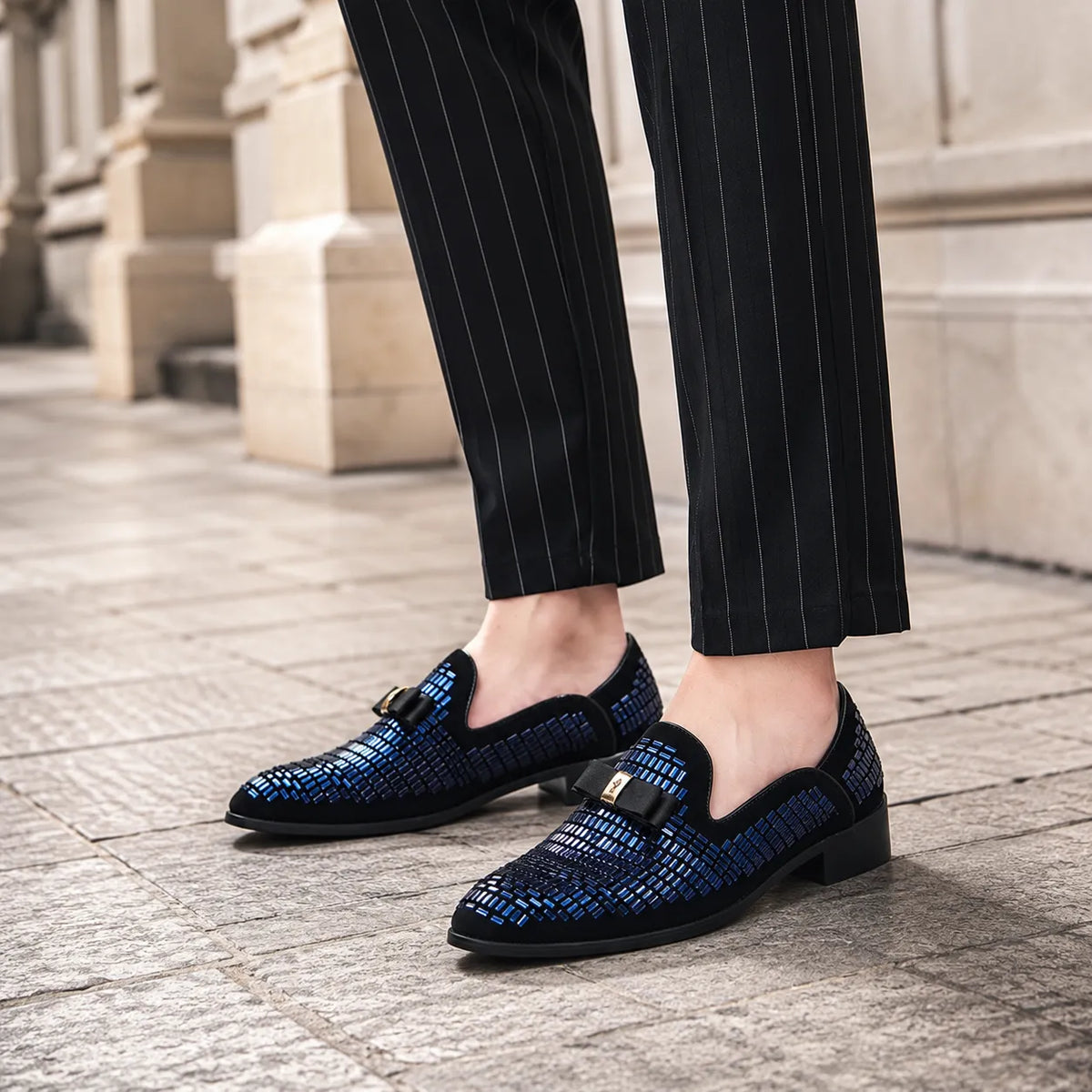 Mocassins Homme Strass Soirée Élégante
