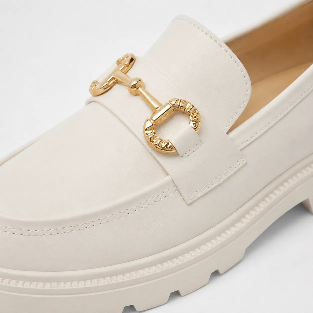 Mocassins Rétro Boucle Or Rond