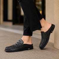 Mules Homme Cuir Croco Été