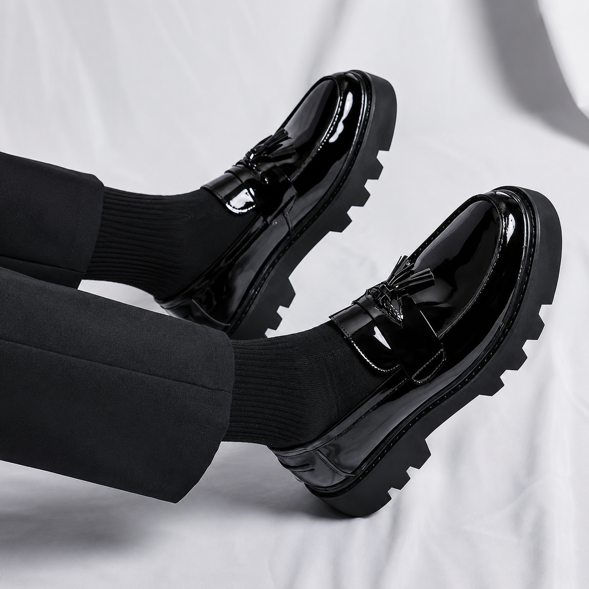 Mocassins Homme Cuir Verni Respirant