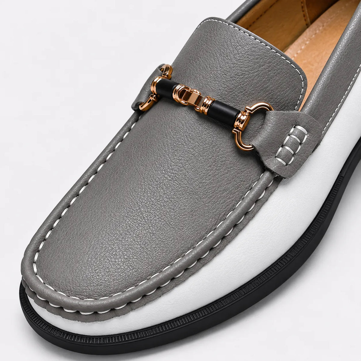 Mocassins Homme Cuir Boucle Métal Luxe