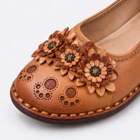 Mocassins Femme Cuir Fleur Ethnique Confort