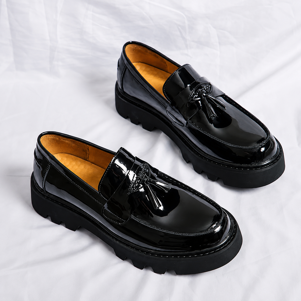 Mocassins Homme Cuir Verni Respirant