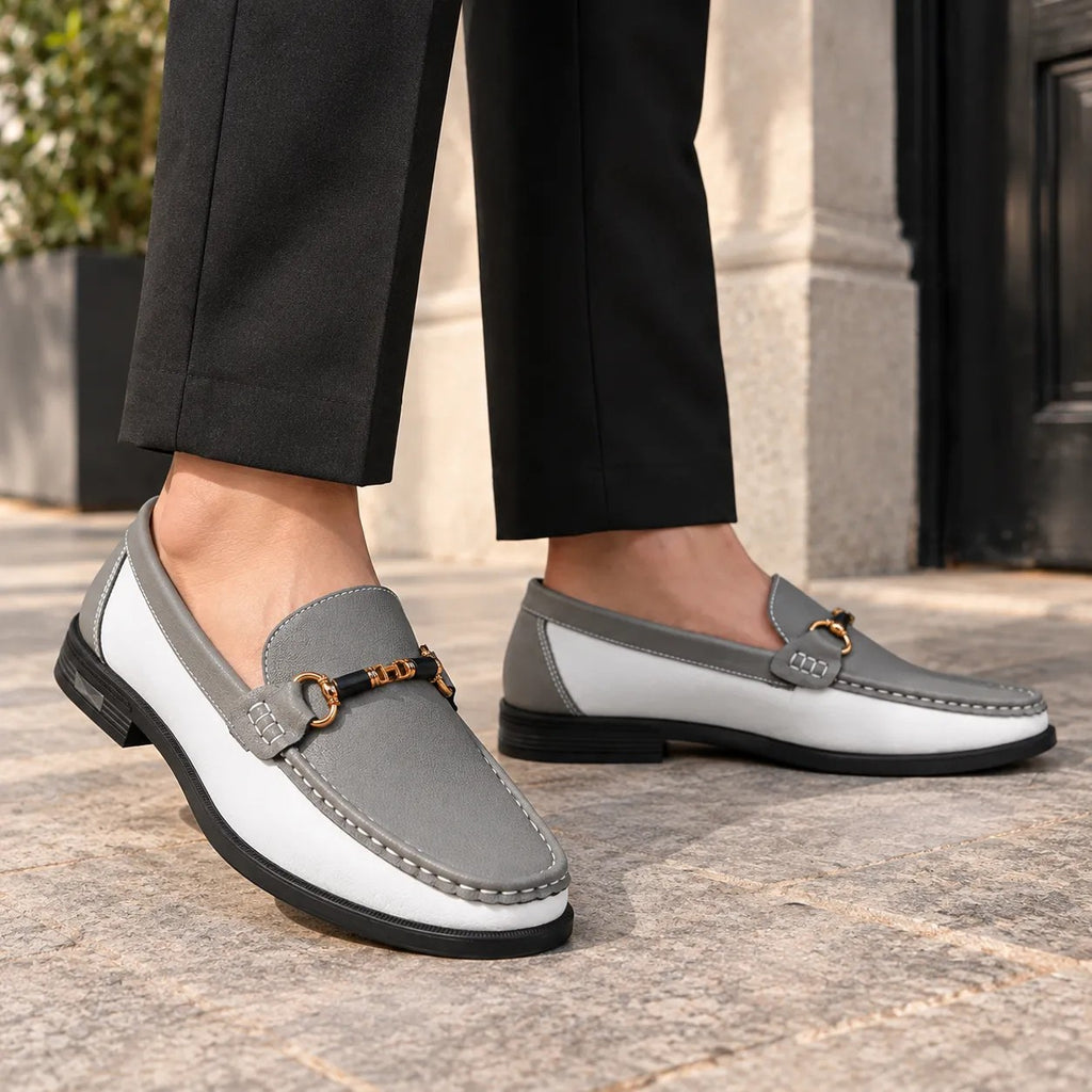 Mocassins Homme Cuir Boucle Métal Luxe