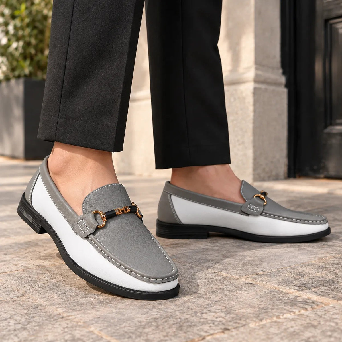 Mocassins Homme Cuir Boucle Métal Luxe