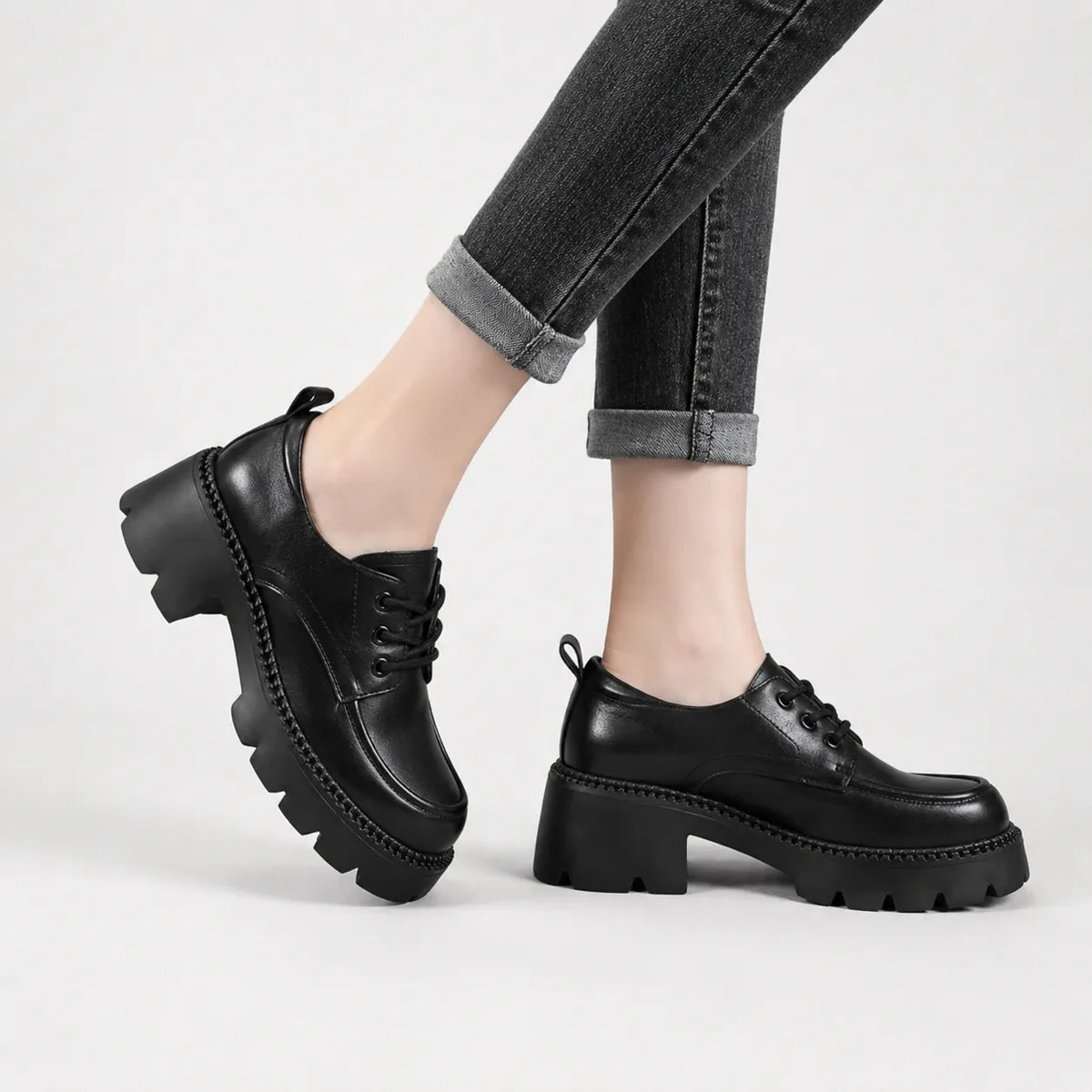 Mocassins Femme Talon Épais