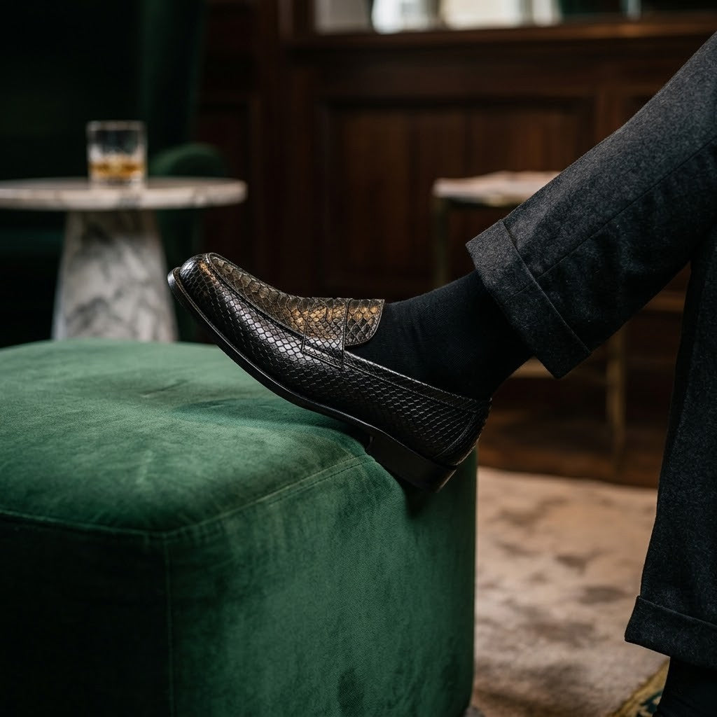 Mocassins Homme Cuir Serpent Luxe