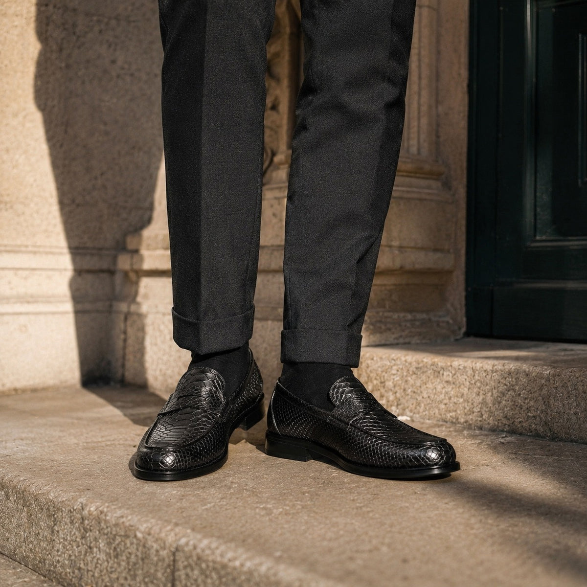 Mocassins Homme Cuir Serpent Luxe