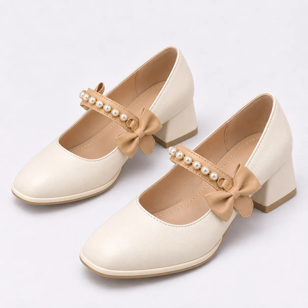 Mary Jane Femme Cuir Talon Épais Élégant