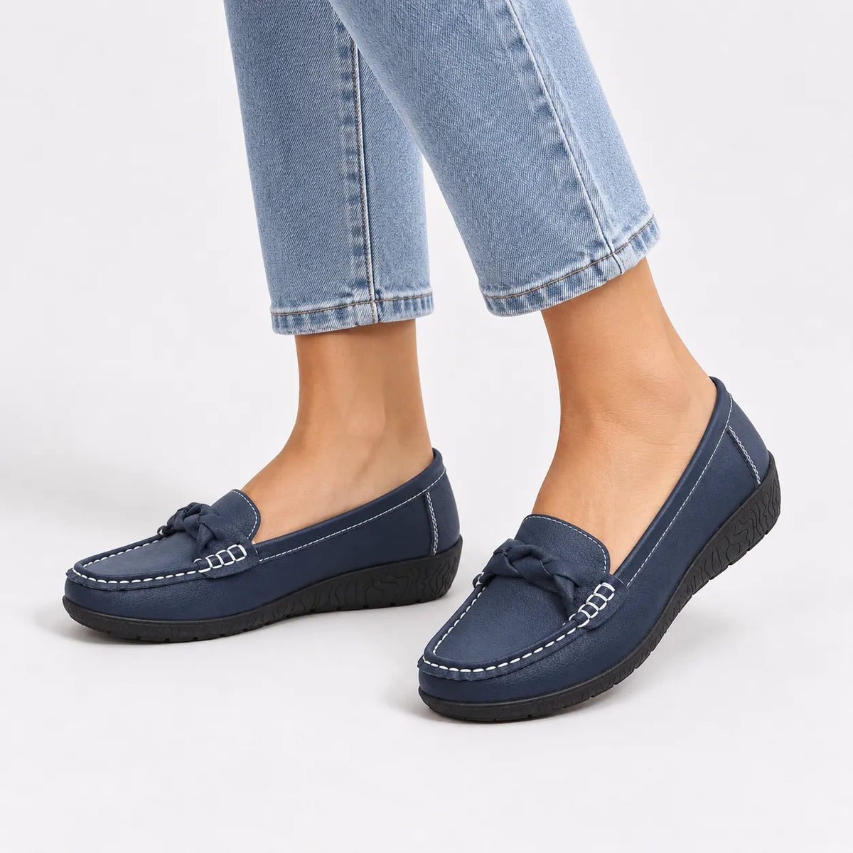 Mocassins Femme Cuir Slip-On Confort
