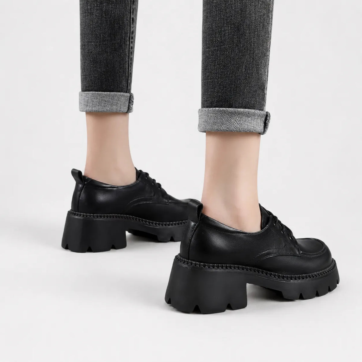 Mocassins Femme Talon Épais