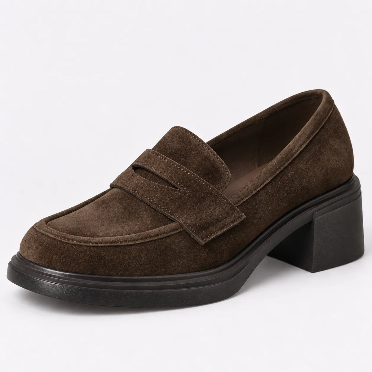Mocassins Femme Daim Talon Épais Plateforme
