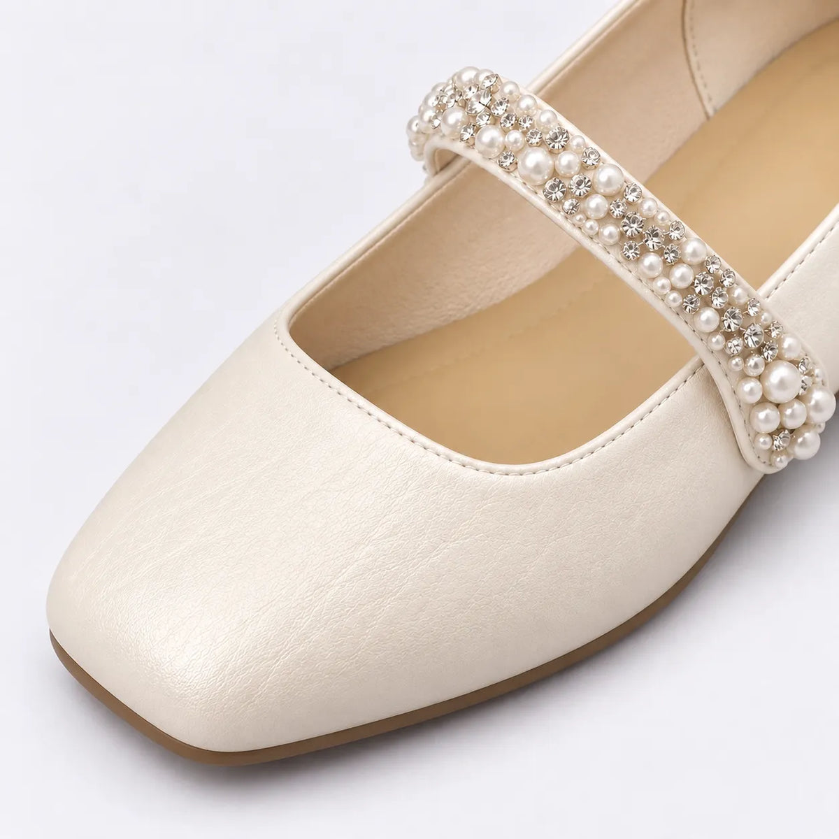 Mary Jane Femme Perles Strass Rétro