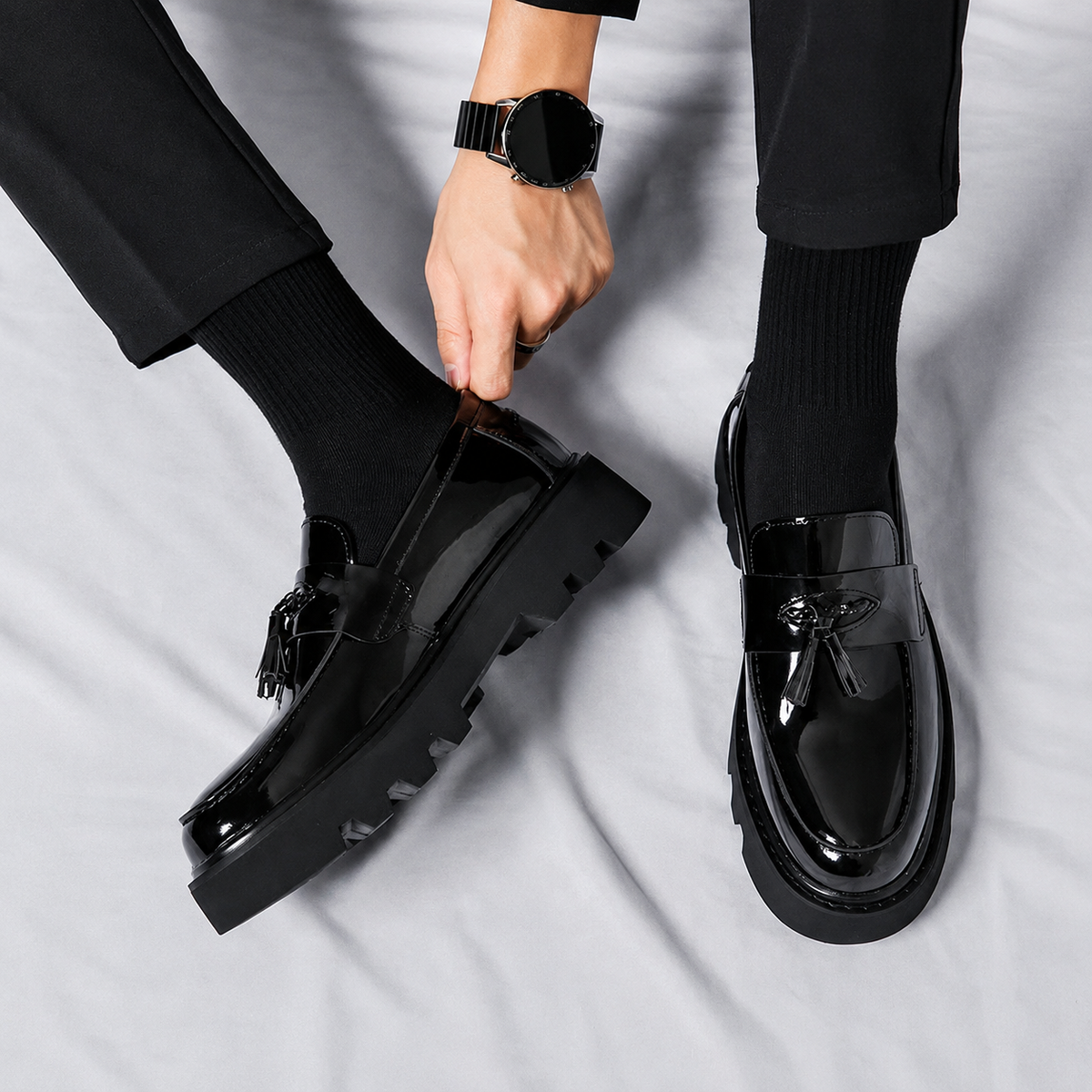 Mocassins Homme Cuir Verni Respirant