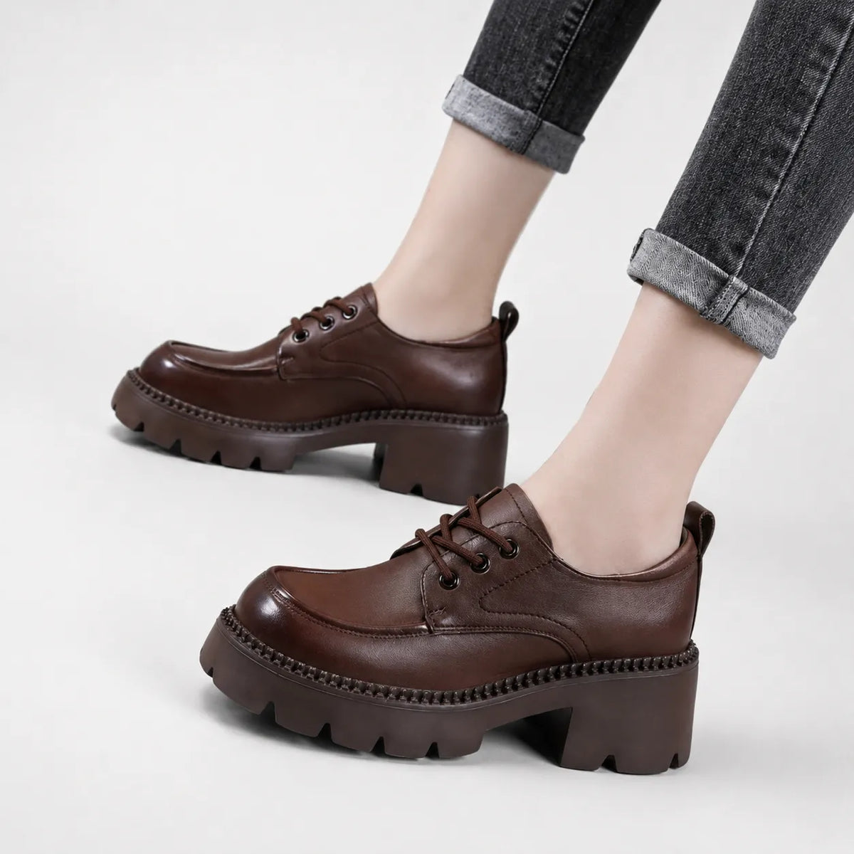 Mocassins Femme Talon Épais