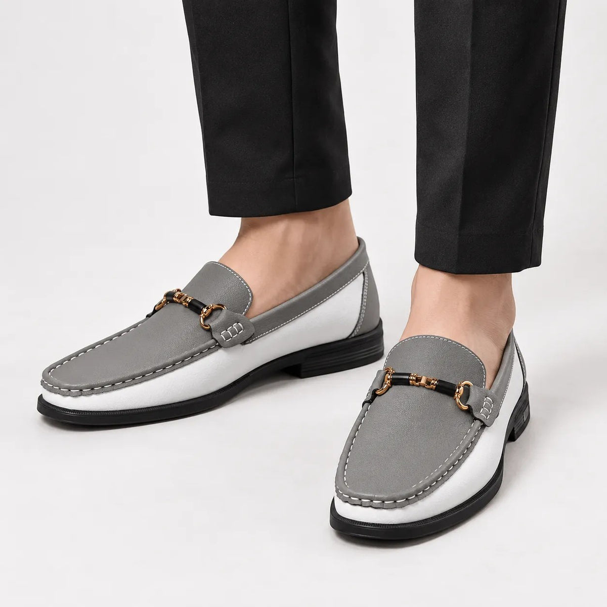 Mocassins Homme Cuir Boucle Métal Luxe