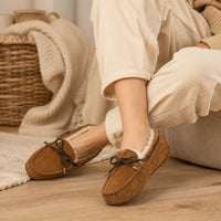 Mocassins Femme Vachette Laine Chaud