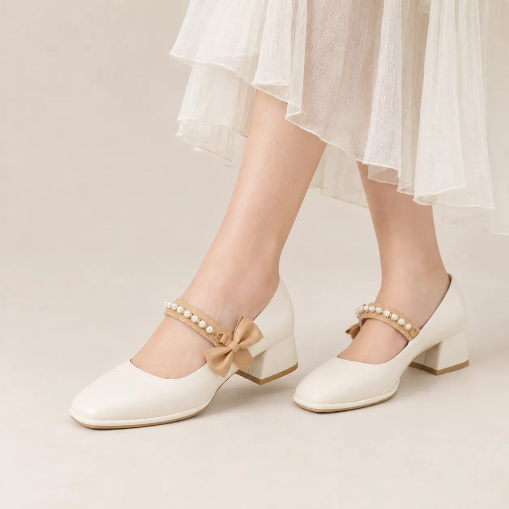 Mary Jane Femme Cuir Talon Épais Élégant
