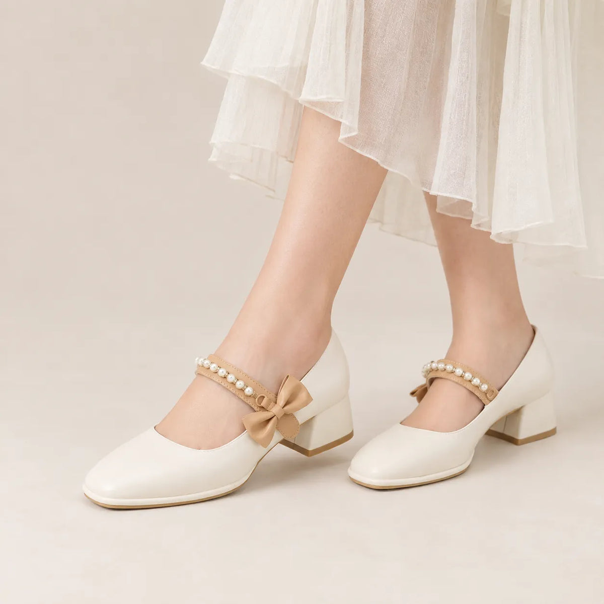 Mary Jane Femme Cuir Talon Épais Élégant