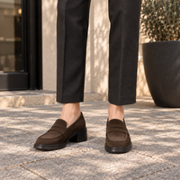 Mocassins Femme Daim Talon Épais Plateforme