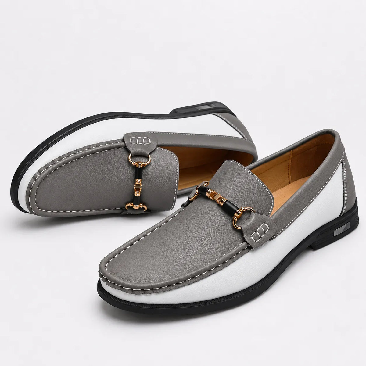 Mocassins Homme Cuir Boucle Métal Luxe