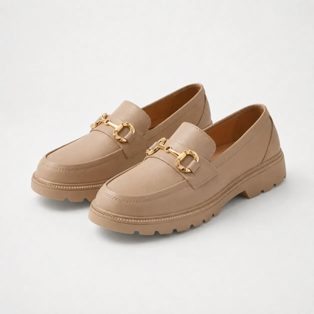 Mocassins Rétro Boucle Or Rond
