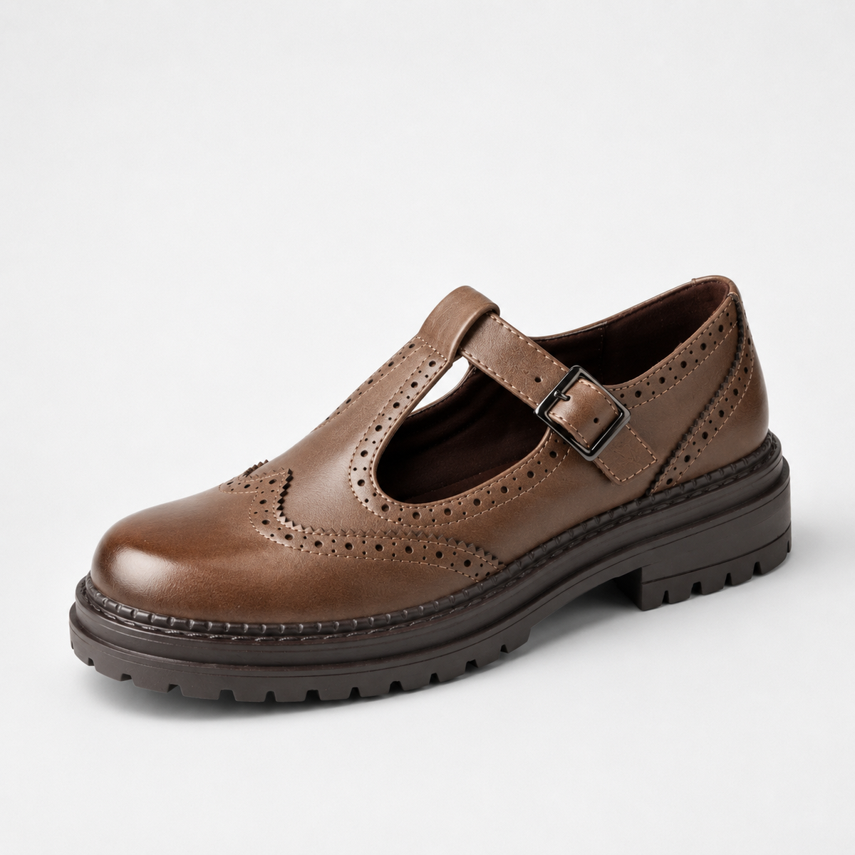 Derbies Femme Cuir Brogue Rétro Confortable