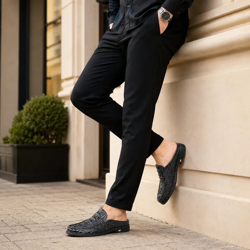 Mules Homme Cuir Croco Été