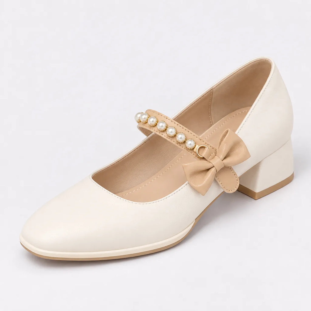 Mary Jane Femme Cuir Talon Épais Élégant