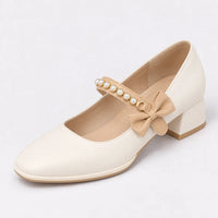 Mary Jane Femme Cuir Talon Épais Élégant