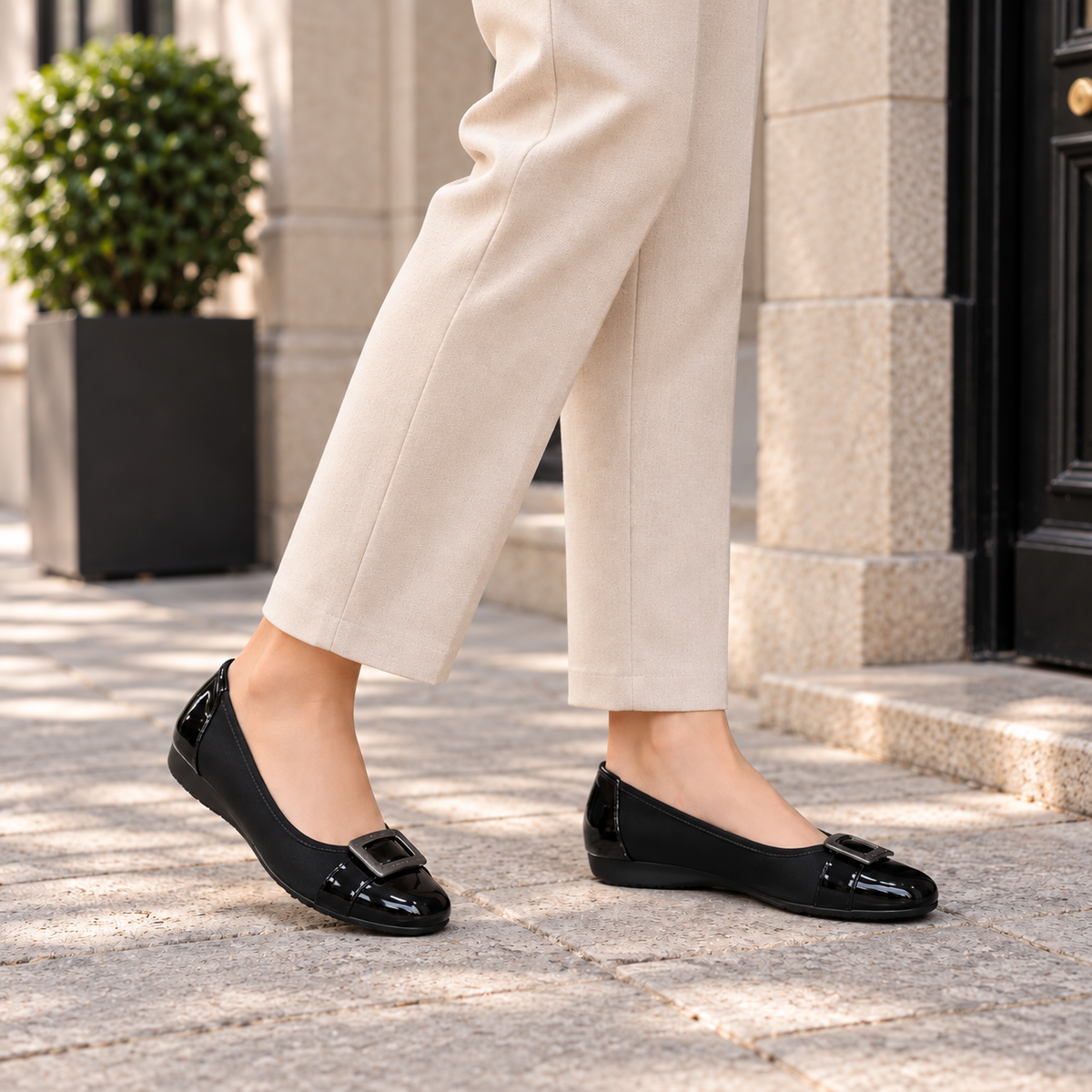 Mocassins Femme Boucle Carrée Vintage