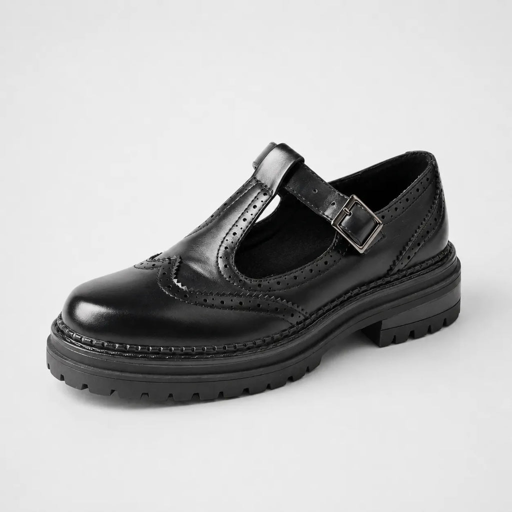 Derbies Femme Cuir Brogue Rétro Confortable