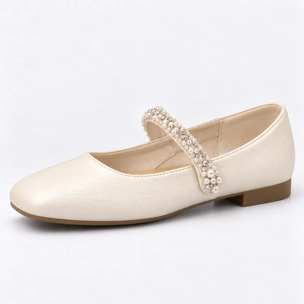 Mary Jane Femme Perles Strass Rétro