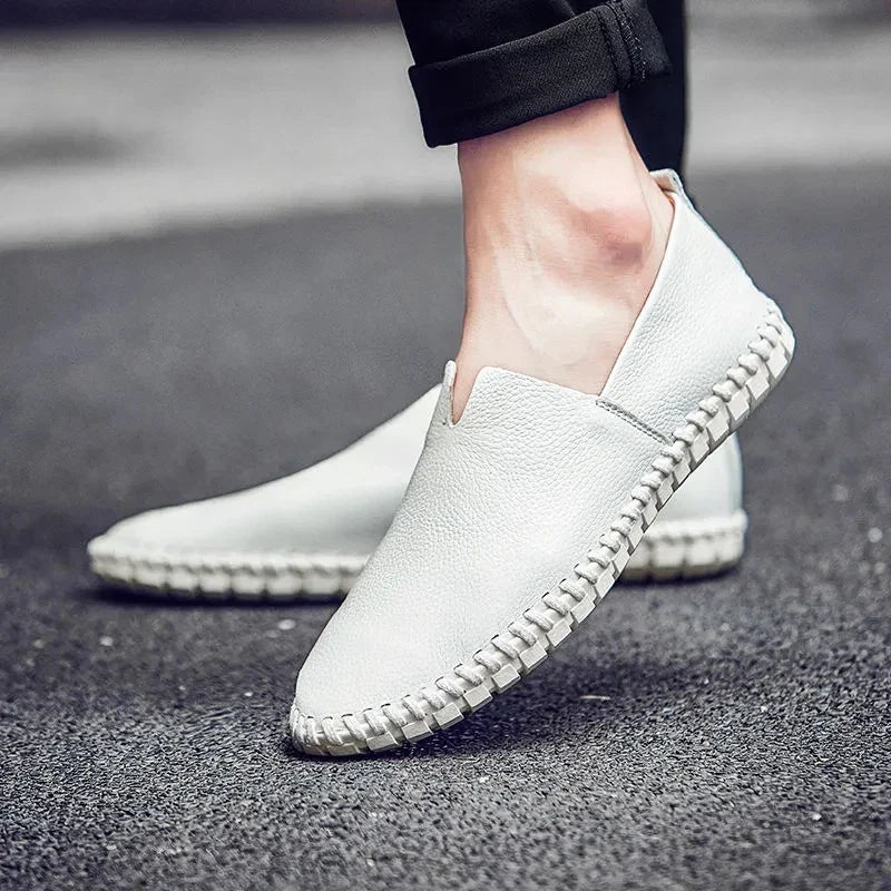 Mocassins Homme Cuir Blanc Business