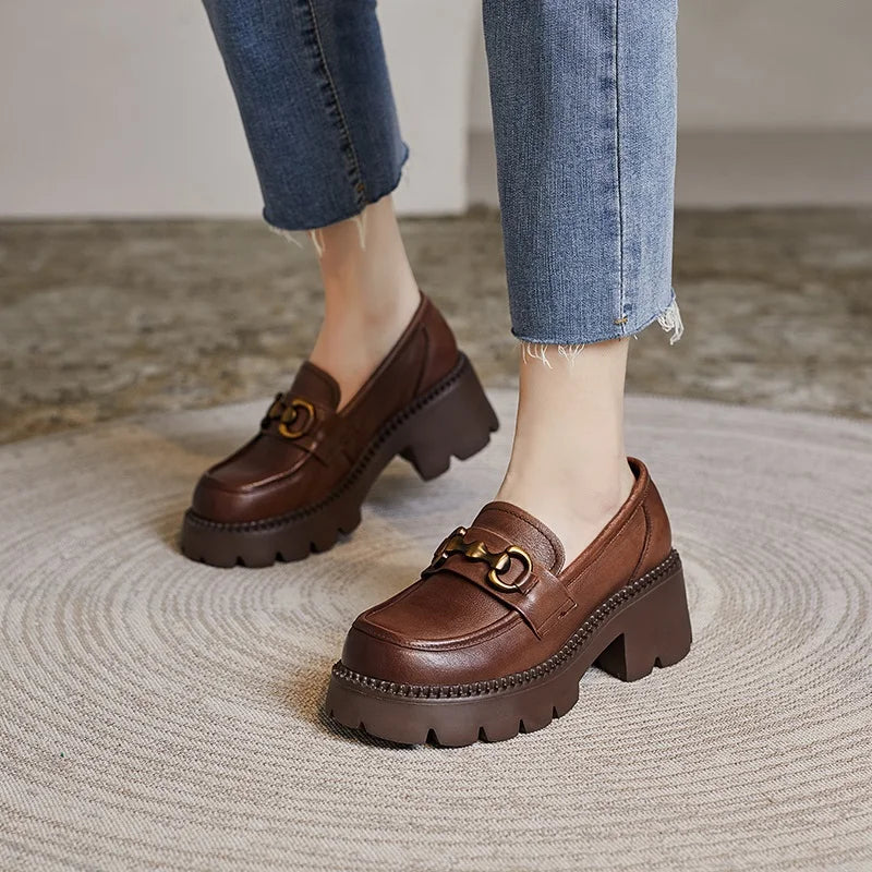 Mocassins Femme Cuir Talon Haut