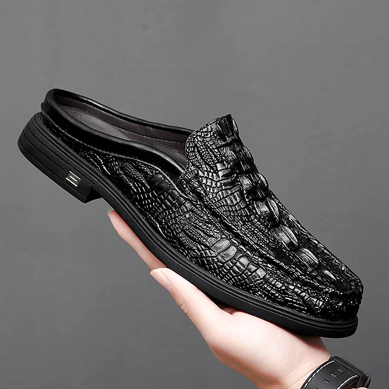 Mules Homme Cuir Croco Été