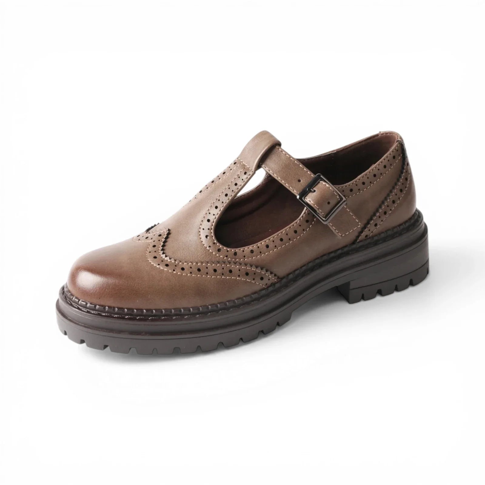 Derbies Femme Cuir Brogue Rétro Confortable
