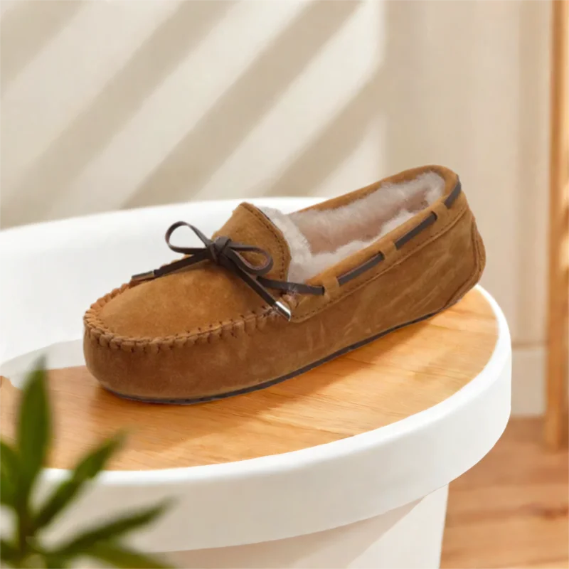 Mocassins Femme Vachette Laine Chaud